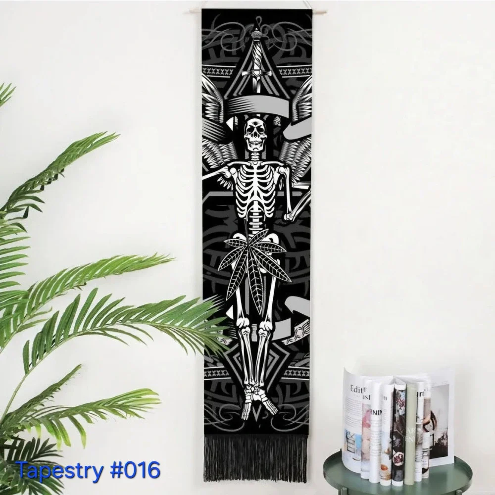 Skeleton Wings Tapestry Wall Hanging Art Decor Home Decoration Black Gray